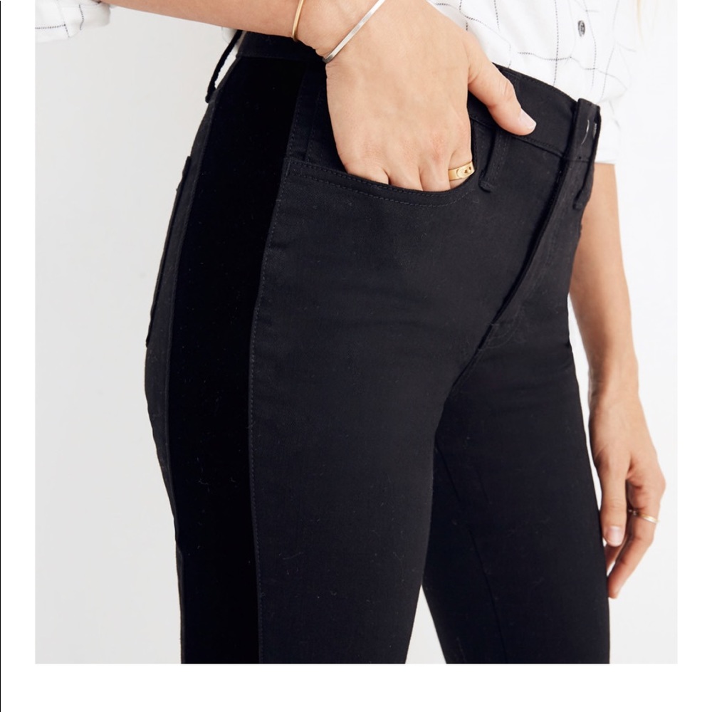 Black tuxedo stripe skinny jeans